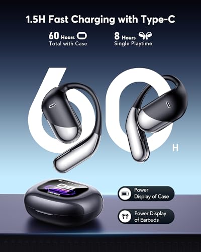 198 Languages Real-Time AI Translation OWS Earbuds, Bluetooth 6.1 Translator Headphones with LCD Touch Case, 4-in-1 Translating Device for Travel Meetings Business Audifonos Traductores Inglés Español