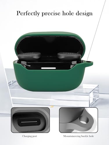 Case for JBL Endurance Race 2 True Wireless in Ear Earbuds,Soft Protective,Shockproof, BOVUGAC Silicone Case Cover with Keychain & Cleaning Kit & Lanyard-Green - color: Green