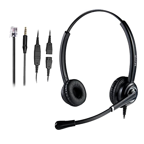 MAIRDI Phone Headset with Microphone Noise Canceling, RJ9 Headset for Landline Deskphone Call Center, Office Headset for Yealink