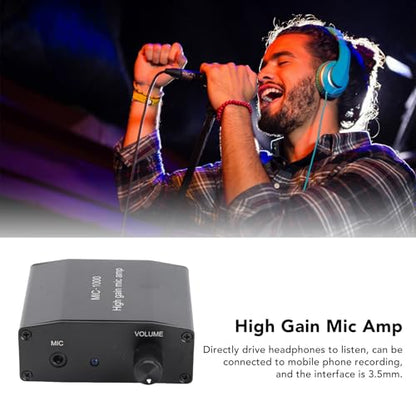 Microphone Preamplifier Power Amplifier Mic Preamp for Home Studio Recording Karaoke Podcast Voice Over Audio System