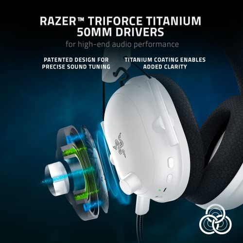 Razer BlackShark V2 Pro Wireless Gaming Headset: THX 7.1 Spatial Surround Sound - 50mm Drivers - Detachable Mic - for PC, PS5, PS4, Switch, White - color: White