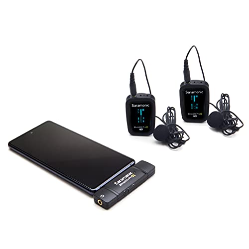 Saramonic Blink 500 Pro X B6 2-Person Wireless Mic System w/Lavaliers & USB-C Receiver for iPhone 15, Android, iPad, Mobile & Computers, Black