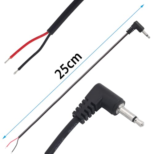 10PCS 3.5mm 1/8" TS Mono Right Angle Male Plug to 2Wire Pigtail Cable | 25cm Length，TS 2Pole，for Headphone Headset Earphone DIY Repair Replacement - style: 3.5mm TS Mono Right Angle Male