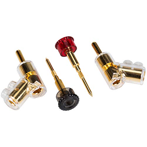 Parts Express Angled Locking Stacking Banana Plug with Dual Set Screws Poly Shell and Insulated Thumbscrew 2 Pair