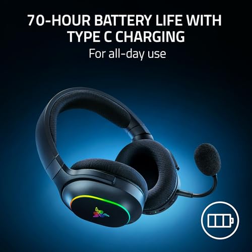 Razer Barracuda X Chroma Wireless Gaming Headset, 2.4 Ghz, Black | Bluetooth, Lightweight, Chroma RGB, 40mm Drivers, Cardioid Mic, 70 Hr Battery, for PC, Mac, PS5, Switch 2, Smartphone - color: Black