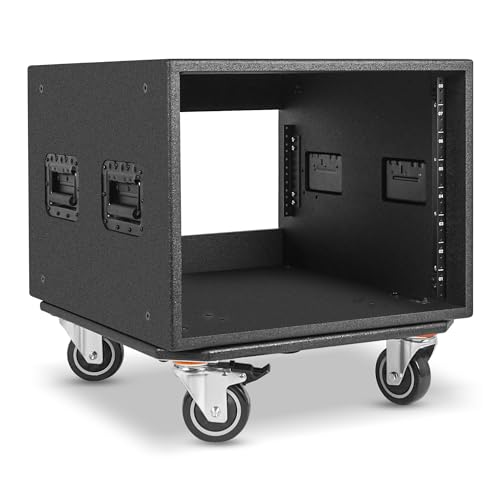 Sound Town 8U PA/DJ Rack/Road Case with 8-Space, Industry-Grade 0.7" (18mm) Plywood with Polyurea Coating, Rain Cover, Casters, 21.7" Rackable Depth - Pro Tour Grade (STRCP-8UW) - size: 8U with 21.7" Depth, Rain Cover, Casters