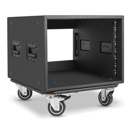 Sound Town 8U PA/DJ Rack/Road Case with 8-Space, Industry-Grade 0.7" (18mm) Plywood with Polyurea Coating, Rain Cover, Casters, 21.7" Rackable Depth - Pro Tour Grade (STRCP-8UW) - size: 8U with 21.7" Depth, Rain Cover, Casters