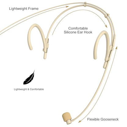 Headset Microphone Dual Earset Headworn Over Ear Hanging Condenser Mic Compatible with AKG Wireless System Bodypack Transmitter for Lectures Performance Theater Podcasts, Mini XLR 3 Pin TA3F Plug - size: Mini XLR 3 Pin TA3F Plug for AKG Only