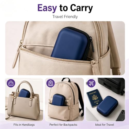 Headphone Case Hard Edge Zipper Bag Compact Portable Headset Storage Bag For Wireless,Headphones Earbuds Cables Charging Cable Travel Waterproof Commuting Home - color: Royalblue