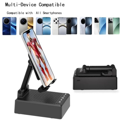Gifts for Dad Mom Boyfriend,Cell Phone Stand with Wireless Bluetooth Speaker,HD Surround Sound Bluetooth Speaker for Home Kitchen and Outdoors Compatible with Mobile Phone, Gifts for Men Women(Black)