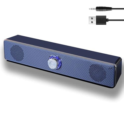 Computer Speakers Wired USB-Powered Sound-bar with Stereo Sound for PC Desktop Plug -n-Play 3.5mm Jack Computer Speakers for Desktop