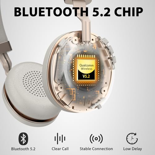 Wireless Headset with Mic for Work, V5.2 Bluetooth Headset with Microphone Noise Canceling & Charging Base, Wireless Headphones with Mic Mute Button & USB Dongle 45Hrs for Laptop/PC/Call Center/Home