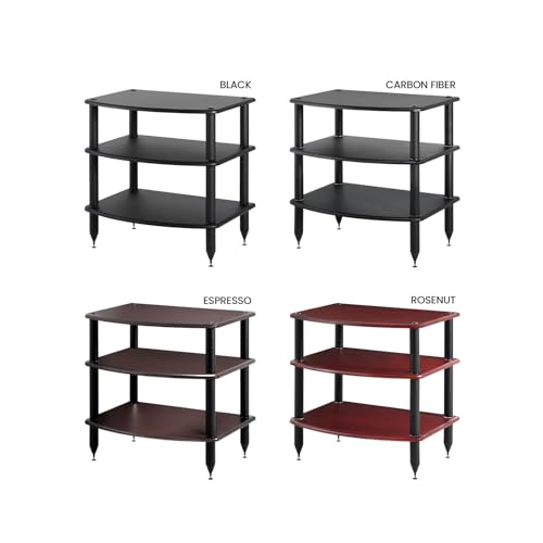 Pangea Audio Vulcan Three Shelf Audio Stereo Rack, Media Stand, and Components Cabinet 3 Shelf Rosenut Red - color: Rosenut Red