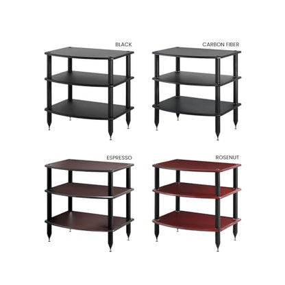 Pangea Audio Vulcan Three Shelf Audio Stereo Rack, Media Stand, and Components Cabinet 3 Shelf Rosenut Red - color: Rosenut Red