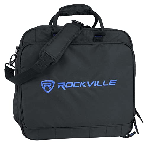 Rockville MB1615 DJ Gear Mixer Gig Bag Case, 15.5" x 15" x 5", Rugged Nylon, Water-Resistant, Front Pocket for Laptop and Accessories, for Mobile DJs and Studio Professionals | Fits Mixers Controllers FX Pedals, 17" Laptop Pocket, 8mm Foam Padding, YKK Zi