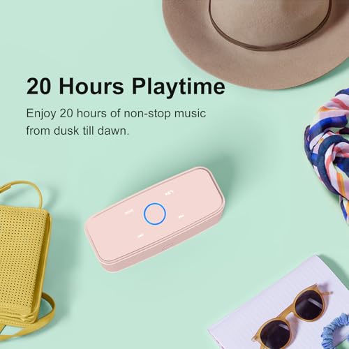 DOSS SoundBox Touch Wireless Bluetooth Speaker-12W HD Sound with Rich Bass | Portable & Small Design, IPX5 Waterproof, 20H Playtime, Handsfree, House, Office Desktop, Bedroom, Indoor Use, Light Pink - color: Light Pink