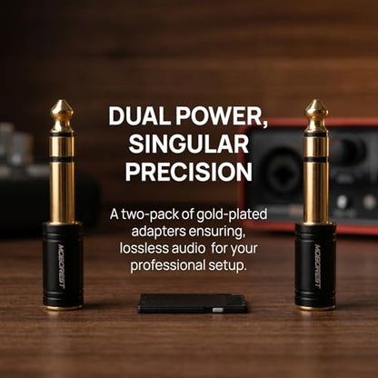 MOBOREST 1/4" Male to 3.5mm (1/8 in) F Headphones Audio Adapter, Black -2P | 6.35mm Male to 3.5mm Female adapter Pure Copper connectors for lossless TRS sound, guitar amp, piano, keyboard, mixer, studio - color: 2BLACK