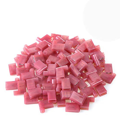 XHF 90 Degree 22-18 AWG Flag Shaped Right Angle Spade Connectors Terminals Nylon Fully Insulated Quick Crimp Wire Connectors 100 Pcs Red - size: Red 100PCS