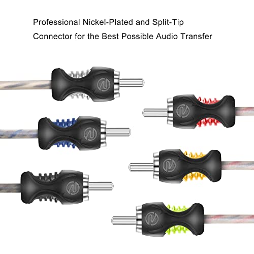RECOIL RCI66 6ft 6-Channel RCA Audio Cable Twisted Pair Noise Reduction | 100% Oxygen Free Copper - style: 6ft 6-Channel RCA