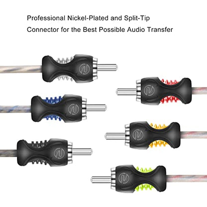 RECOIL RCI620 20ft 6-Channel RCA Audio Cable Twisted Pair Noise Reduction | 100% Oxygen Free Copper - style: 20ft 6-Channel RCA