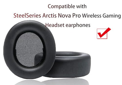 Replacement Ear Pads are Compatible with SteelSeries Arctis Nova Pro Wireless Headphones. They are Made of Soft Protein Leather and Memory Foam. They are Replacement Ear Pads (Black)
