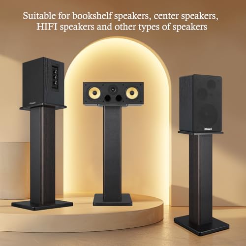 Elimavi 22.64" Universal Floor Speaker Stands Pair, 150 lb Capacity, Black | Non-Slip Pads and Cable Ties, Easy Assembly for Bookshelf, Satellite and Studio Monitor Speakers - color: Black