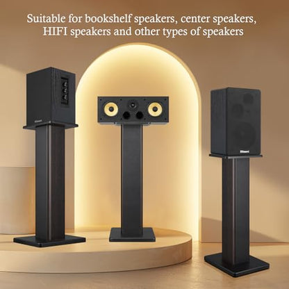 Elimavi 22.64" Universal Floor Speaker Stands Pair, 150 lb Capacity, Black | Non-Slip Pads and Cable Ties, Easy Assembly for Bookshelf, Satellite and Studio Monitor Speakers - color: Black