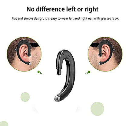 Ear Hook Bluetooth Headphone V5.0 with Mic, Painless Single Ear Wireless Headset 5 Hrs Playtime for Android Phones/iPhone X/8/7/6, Lightweight Non Bone Conduction Headphone with Ear Plug - Black