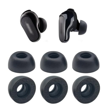 Klowcok Foam Ear Tips for Bose QuietComfort Ultra/Earbuds II/Bundle, Large | Replacement Earbuds Tips, Comfort Fit, 3 Pairs, Black - size: Large