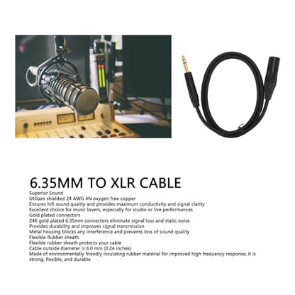 Goshyda 1/4 Inch to XLR Male Cable, XLR Male to 1/4 Inch TRS, Balanced XLR Microphone Cable to 6.35mm Jack, Quarter inch TRS Male to XLR Male Microphone Cable (5m / 16.4ft) - size: 5m / 16.4ft