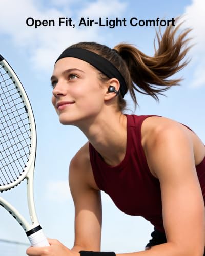 LEICEX Open Ear Clip-On Earbuds, Lightweight Portable Wireless Headphones, Comfortable Wear with 40H Long Playtime(Black)