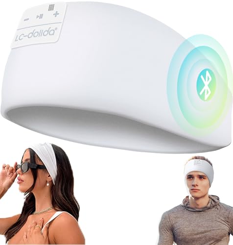 LC-dolida Sleep Headphones Bluetooth 5.4 | Headband Headphones Earphones Wireless | Sleep Mask for Sleeping, Sports, Gifts, Workout, Jogging, Yoga,Insomnia, Air Travel, Meditation - color: Arctic White