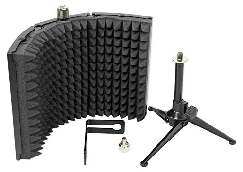 Rockville RCM02 Studio Condenser Microphone Bundle with Isolation Shield | Cardioid, 48V Phantom Power, XLR Output, Aluminum Body, Metal Shock Mount, RockShield 1 Dampening Foam, Podcast, 2-Items