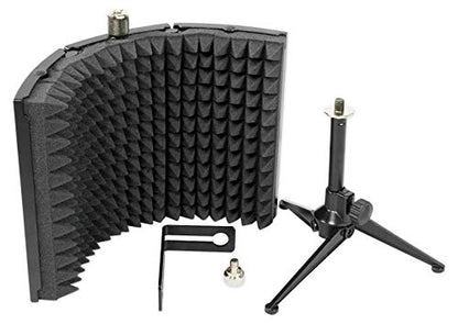 Rockville RCM02 Studio Condenser Microphone Bundle with Isolation Shield | Cardioid, 48V Phantom Power, XLR Output, Aluminum Body, Metal Shock Mount, RockShield 1 Dampening Foam, Podcast, 2-Items