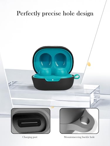 Silicone Case Compatible with JLab JBuds Mini True Wireless Earbuds,Cleaning Kit and Lanyard Soft Protective Shockproof Cover for JLab JBuds Mini-Black - color: Black