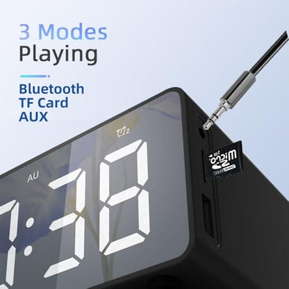 IHAO 7in1 Multifunctional Digital Alarm Clock with 15W Fast Wireless Charger Bluetooth Speaker LED Display Clock FM Radio TF Card, AUX Input, USB Port Dual Alarm for Bedroom and Office-BT510 White - color: 5in1 Wireless Charger Alarm Clock Bt510 White