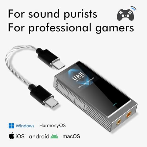 SHANLING USB DAC UA6 Portable Headphone Amplifier, CS43131x4 DAC, 768kHz/32bit DSD512, 1.3IN Display, for Android/iOS/Mac/Windows, 3.5/4.4mm/SPDIF Output, Up to 361mW@32Ω Output (Grey) - color: Grey