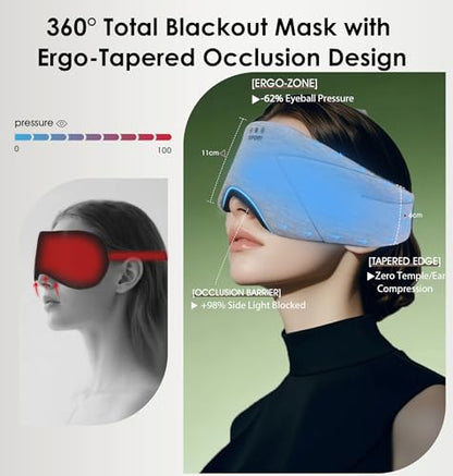 Sleep Mask with Headphones Bluetooth 5.4, TOPOINT Blackout Eye Mask for Sleeping Headphones Earphones with Soft Bamboo Cotton Cooling Breathable, HD Stereo Speaker for Side Sleepers Women Men Travel - color: Gray