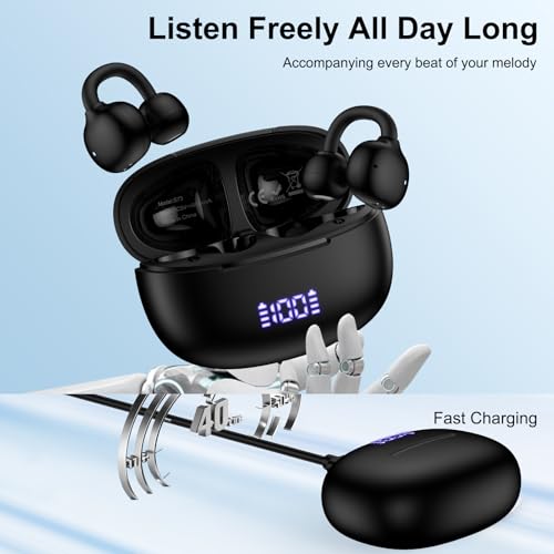 Clip On Pixel Earbuds Wireless Open Ear Headphones for Google Pixel 10a,10 | Pro XL/Fold,10Pro,10,9a,9 Pro XL/Fold,9Pro,9,8a,8Pro,8,7a,7Pro,7,6,5a,5,4a,4XL,Sports Open Ear Buds Clip on Wireless Earbuds - color: Pure Black