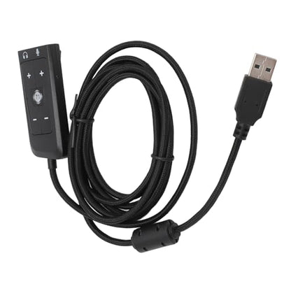 VBESTLIFE USB Sound Card, 7.1 Virtual Surround Audio Adapter with Headphone & Microphone Jacks for PC Gaming, USB to 3.5mm DAC for Esports FPS, External Sound Card with LED Indicator