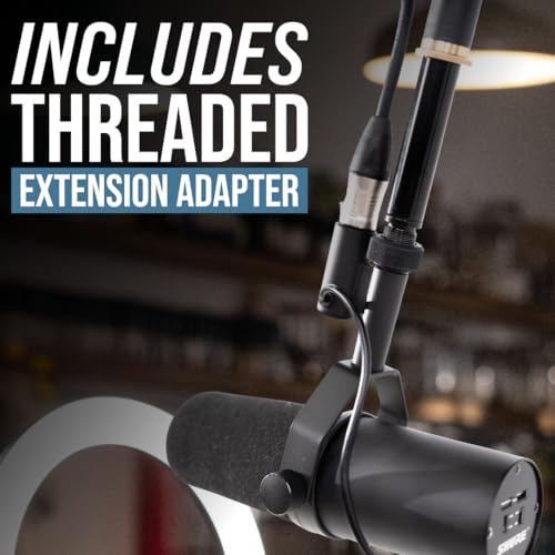 Shure by Gator Deluxe Broadcast Desktop Mic Boom Arm (SH-BROADCAST1) | Fully adjustable with a quiet 360-degree arm for podcasts and streaming. Compatible with MV7 & SM7B