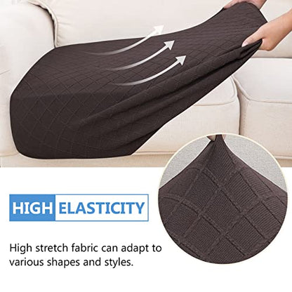 Jacquard Couch Cushion Covers, L Shape Sectional Sofa Slipcovers | Diamond Lattice, L Shape Sectional Fit, Washable, Chaise Cushion Cover, Sofa Protection (1 Piece for Chaise XL) - color: Brown, size: Chaise XL (1 Piece)