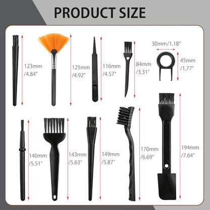 10PCS Anti Static Brush Kit, Small Cleaning Brushes for Keyboard PCB Motherboards Circuit Boards Electronic Devices Tool Set, Black