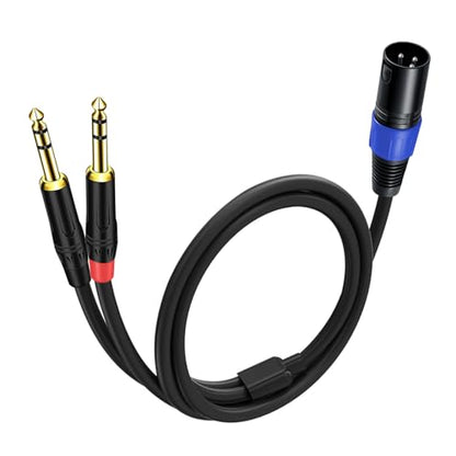 6.35mm Dual TRS to XLR Male Cable for Microphone, Mixer, Amplifier, 3.3 FT, Dual1/4 TRS to XLR Audio Cable, Y Splitter Patch Cord, 3-Pinxlr to Dual 1/4 Male Converter Adapter Cable - size: 3.3Ft, 1Pack, style: Dual 1/4 to XLR Male