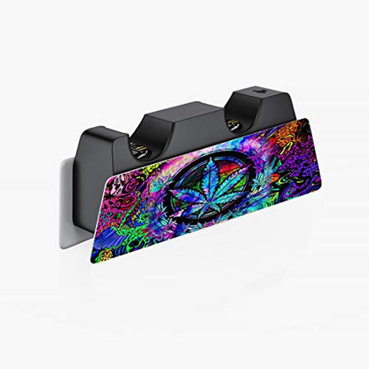 PlayVital Psychedelic Leaf Full Set Skin Decal for ps5 Console Digital Edition, Sticker Vinyl Decal Cover for ps5 Controller & Charging Station & Headset & Media Remote - color: Psychedelic Leaf