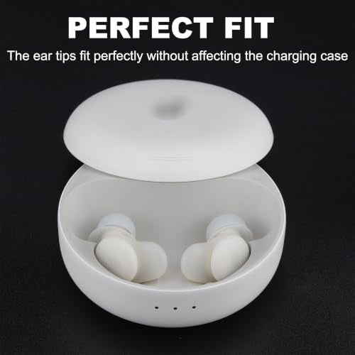 Replacement Ear Tips Compatible with Soundcore Sleep A30 | Soft Silicone Eartips with Portable Storage Box (4 Pairs, White, XS/S/M/L)