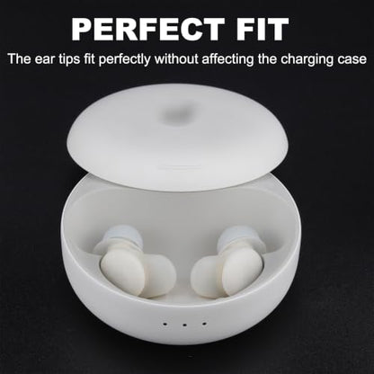 Replacement Ear Tips Compatible with Soundcore Sleep A30 | Soft Silicone Eartips with Portable Storage Box (4 Pairs, White, XS/S/M/L)