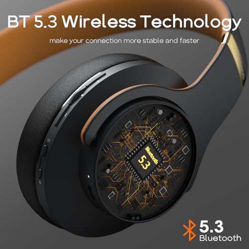 DOQAUS Bluetooth Headphones Over Ear, 90H Playtime, 3EQ Mode, with ENC Mic | Hifi Stereo Sound, Lightweight, Headphones Wireless with Soft Memory Foam Earpads, Deep Bass for Home Office Cellphone PC - color: Brown