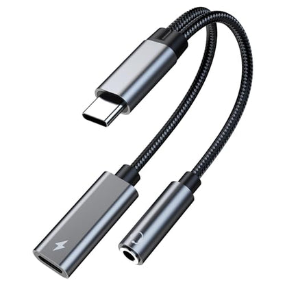 MMOBIEL USB C to 3.5mm Splitter Headphone and Charger 2-in-1 Aux Adapter 60W Fast Charging and 16-Bit Audio – Mic and Headset Support – Compatible with iPhone 17 16 15, iPad Pro/Air, Galaxy S26–S21 - size: 16 Bit