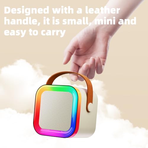 Kids Karaoke Machine Toy Ages 3-12, 2 Wireless Mics BT Speaker, Cream | Voice Changer, LED Party Lights, Duets, BT 5.3, Mini Rechargeable Portable, Christmas Birthday Gifts for Toddler Boys & Girls - color: Cream - 2